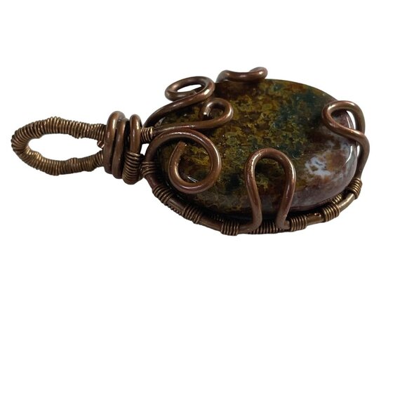 Wire Wrapped Copper Stone Pendant Necklace Charm Boho Jewelry Handmade u - Picture 4 of 4